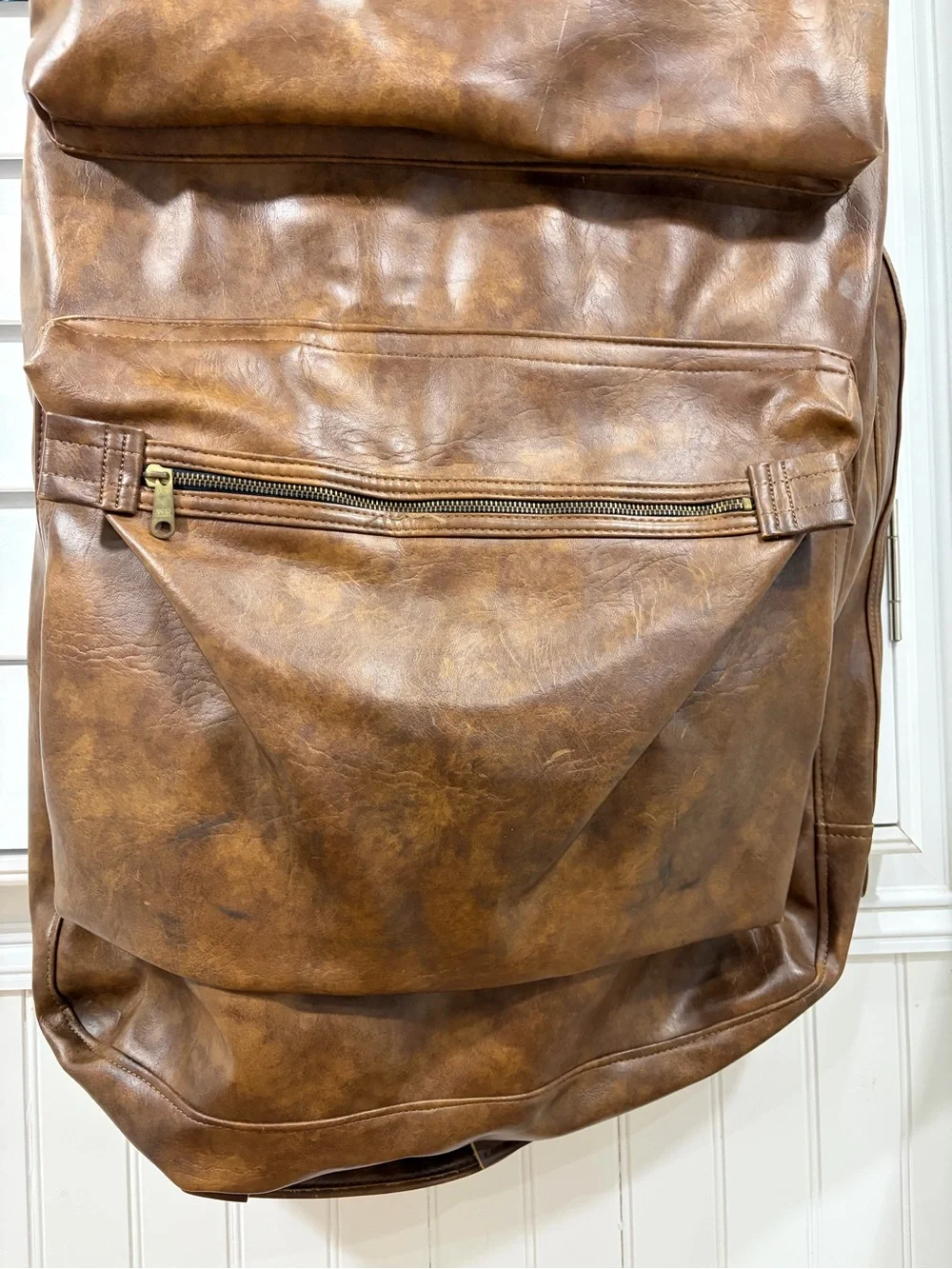 Vintage Brown Leather Travel Suit Garment Bag